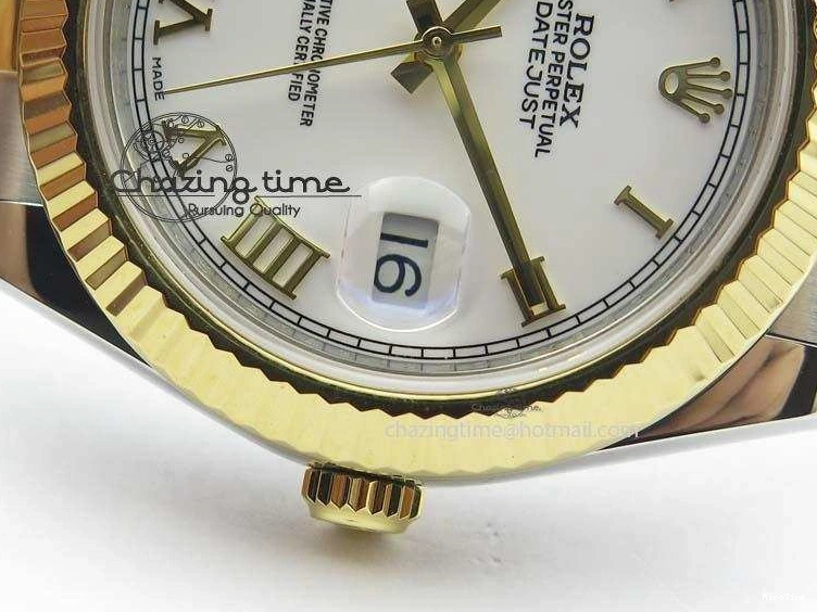 MiroTime 0404 DateJust II 116333 SS YG 41mm EW Best Edition White Dial Roman Markers On SS Bracelet A Casual 3821